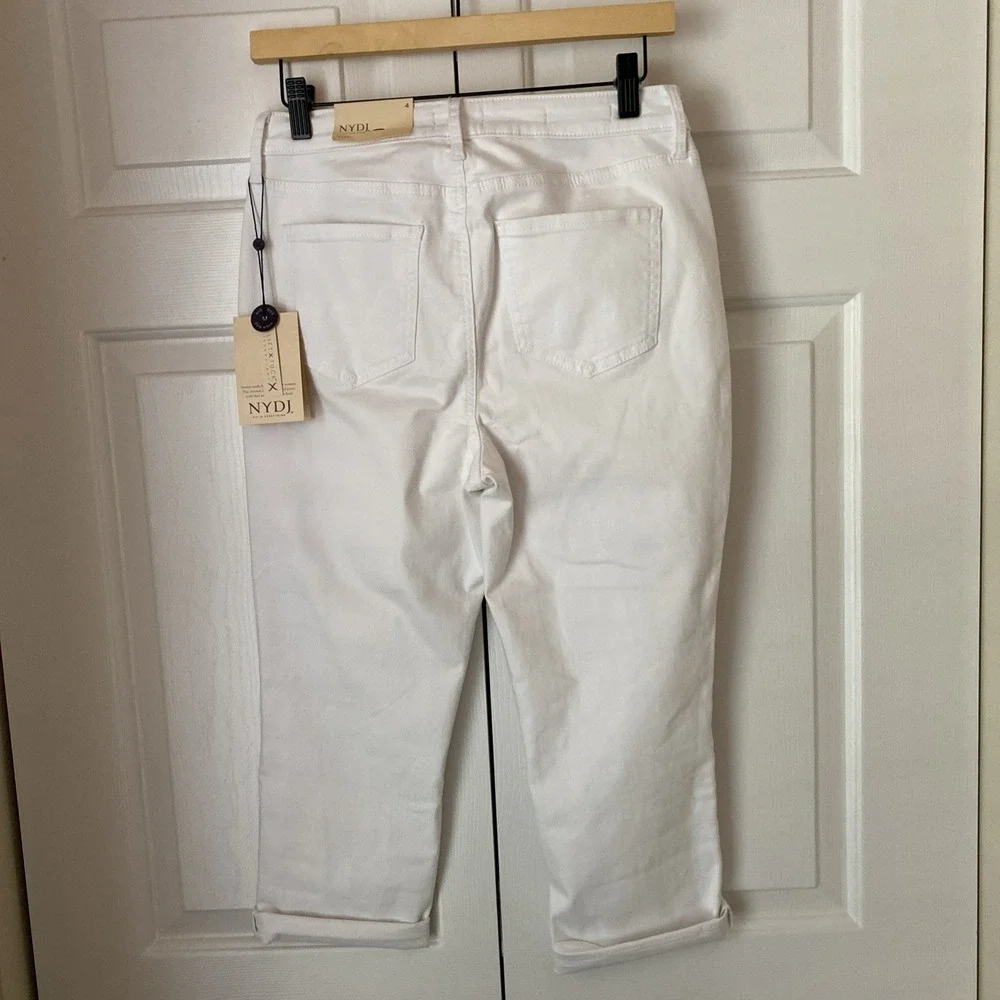 NYDJ Women's Chloe Skinny Capri Jeans in Optic White‎ Size 4 Coastal Neutral
